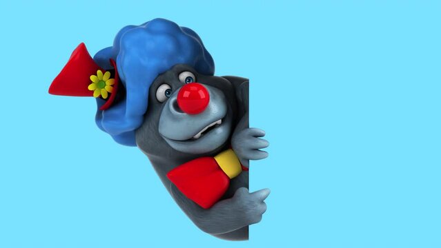 Fun 3D cartoon gorilla with a sign (with alpha channel)