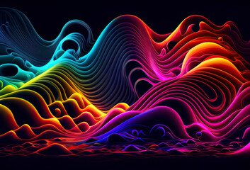3d waves abstract background. Generative Ai.