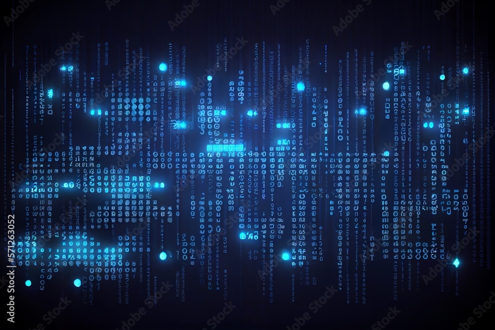 Poster binary code pattern. abstract blue background.futuristic particles for business,science and technolo