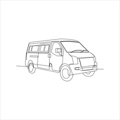 continuous line art of camper van car © mamaz