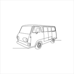 continuous line art of camper van car