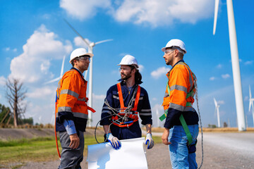 Wind turbine service engineer plan for inspection and maintenance renewable electricity generator