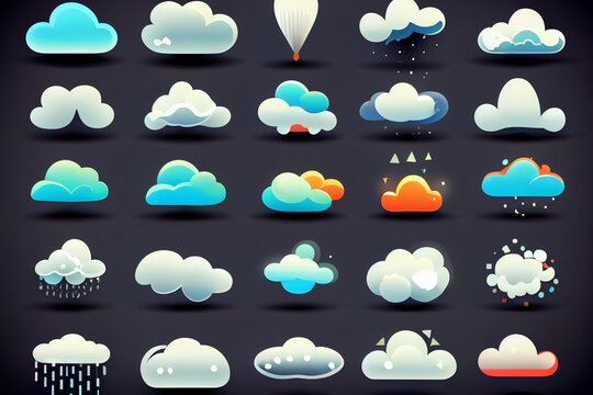 Clouds icon, vector illustration. Cloud symbol or logo, different clouds set. Generative AI