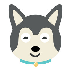 Vector flat dog emoji. Gray dog ​​vector.