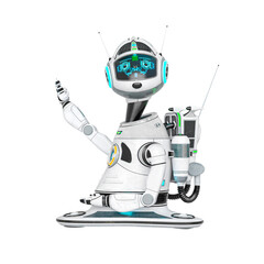 Naklejka premium bot robot is waving hello or good bye
