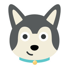 Vector flat dog emoji. Gray dog ​​vector.