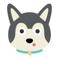 Vector flat dog emoji. Gray dog ​​vector. Dog icon vector