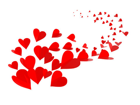 hearts red  many comming for valentines day background isolated - 3d rendering