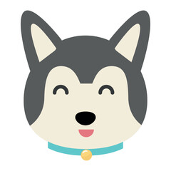 Vector flat dog emoji. Gray dog ​​vector. Dog icon vector