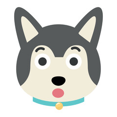 Vector flat dog emoji. Gray dog ​​vector.