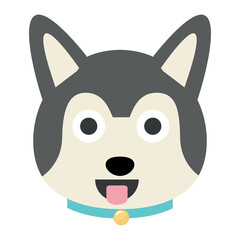 Vector flat dog emoji. Gray dog ​​vector.