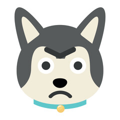 Vector flat dog emoji. Gray dog ​​vector.