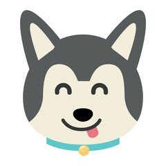 Vector flat dog emoji. Gray dog ​​vector.