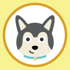 Vector flat dog emoji. Gray dog ​​vector.