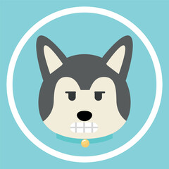 Vector flat dog emoji. Gray dog ​​vector.