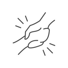 Helping hand line outline icon