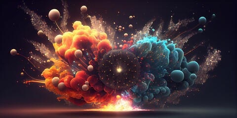 Plakat Magic particles . AI generated art illustration. 