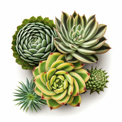 Minisukulknts on a white background. top view, isolated background, Generative AI