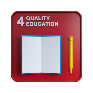 3D render of Sustainable Development Goals icon 4 Quality Education. SDG