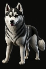 3D husky dog. Cute dog puppy 3D.