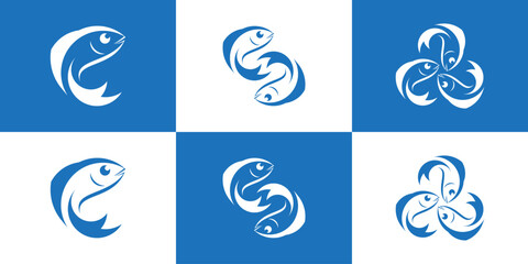 set logo fish icon vector illustration