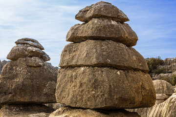 Unusual rock formations. Antequera natural park, Malaga province, Andalusia, Spain.