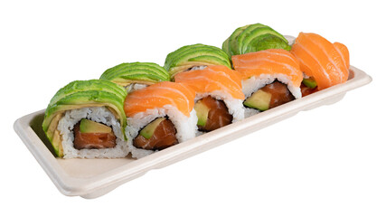 maki sushi tray with salmon and avocado © Miquel