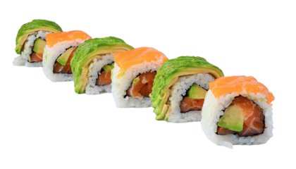 Maki sushi with salmon and avocado isolated
