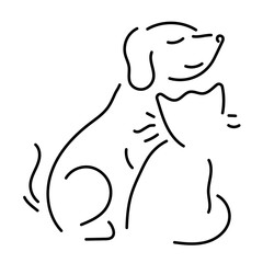 cat and dog icon isolated on white background, vector illustration.