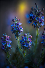 Obraz na płótnie Canvas close up of a bunch of blue flowers. generative ai.