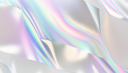 White holograph background. Holographic texture foil effect. Hologram chrome abstract backdrop. Iridescent backdrop. Rainbow gradient. Pearlescent metal surface for designs. Generative ai
