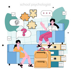School psychologist concept. Mental health diagnostic. Doctor treating