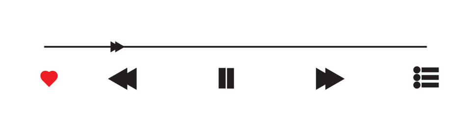 Pixel art 8-bit. Music Player Sir Interface Design. Audio Media Player Widget with Buttons and Song Duration Bar. Modern UI Design Element for Music App Design. Dotted pop art illustration.