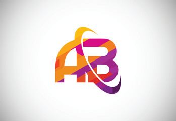 Initial Letter A B Low Poly Logo Design Vector Template. Graphic Alphabet Symbol For Corporate Business Identity