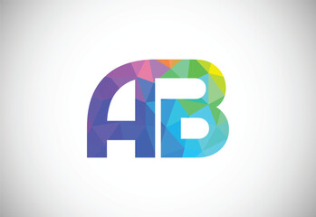 Initial Letter A B Low Poly Logo Design Vector Template. Graphic Alphabet Symbol For Corporate Business Identity