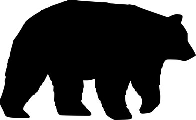 Bear silhouette of animal. Nature wild forest life. Vector element for camping outdoor aventures