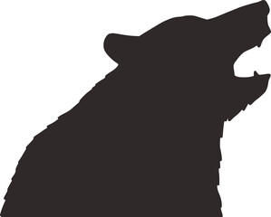 Bear silhouette of animal. Nature wild forest life. Vector element for camping outdoor aventures