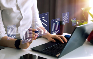 Digital signature is future of technology.Document Management System and online documentation.Concept of electronic signature.