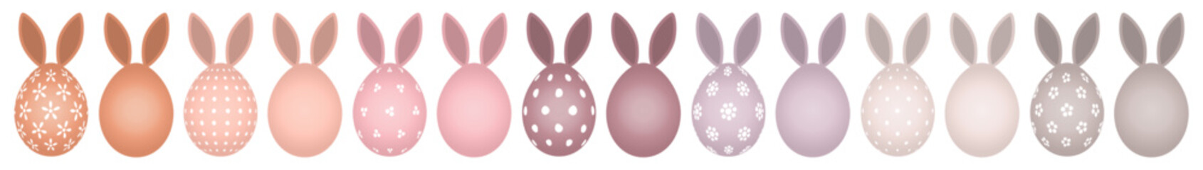 14 Bunte Ostereier Mit Hasenohren Punkte/Blumen Verschiedene Farben