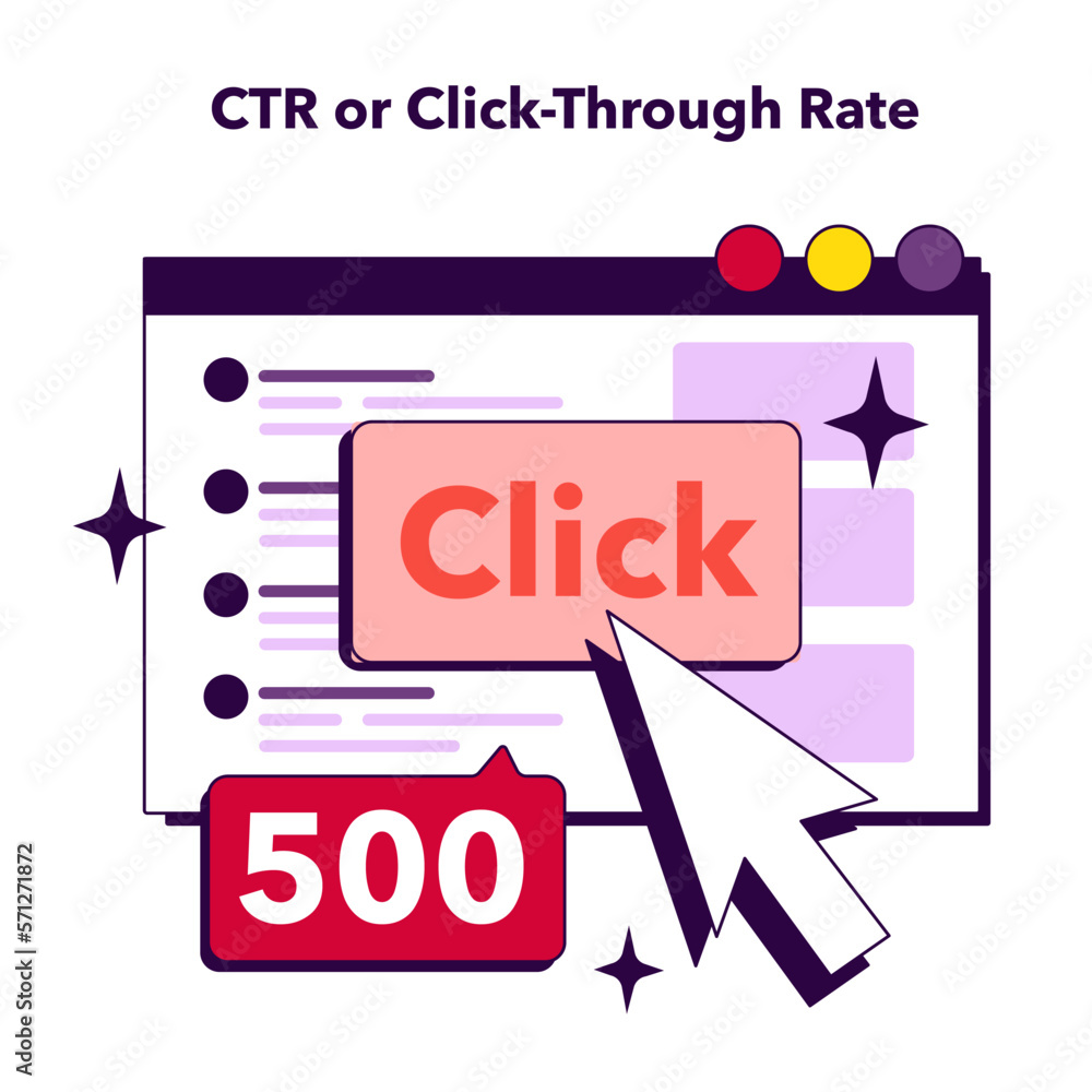 Poster ctr or click-through rate kpi type. indicator to measure employee