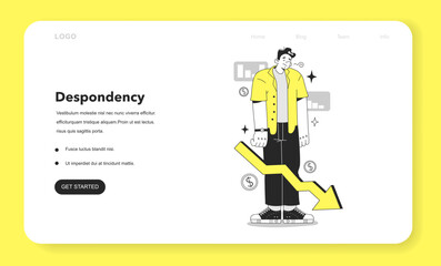 Cycle of investor emotions web banner or landing page.