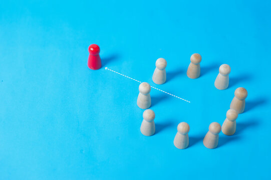 The leader leaves his comfort zone and gets out of the crowd. Personal development, motivation, and challenge concepts of entrepreneur