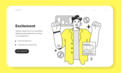 Cycle of investor emotions web banner or landing page.