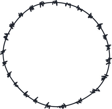 recommend clip art: Barbed wire graphic sign. Frame circle from barbed wire. Symbol of not freedom. Hand drawn illustration
