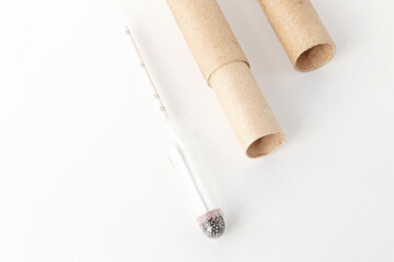 hydrometer, a tool for measuring the density of the battery electrolyte, on a white background
