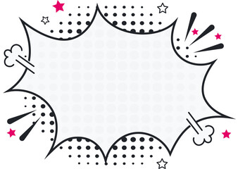 Comic empty speech bubbles on halftone dots background in retro pop art style. Illustration of dynamic cartoon funny dialog balloons sketch