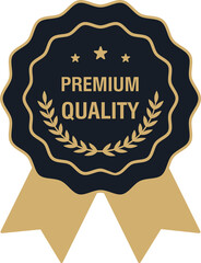 Luxurious golden labels, stickers and badges of premium quality collection. Flat illustration