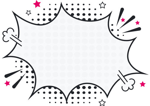 Comic empty speech bubbles on halftone dots background in retro pop art style. Illustration of dynamic cartoon funny dialog balloons sketch