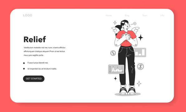 Cycle of investor emotions web banner or landing page.
