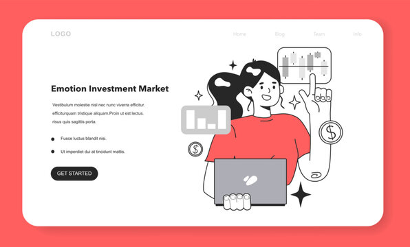 Cycle of investor emotions web banner or landing page.